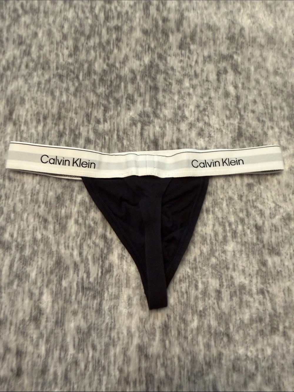 Mens Calvin Klein Black & White Logo Waistband Thong